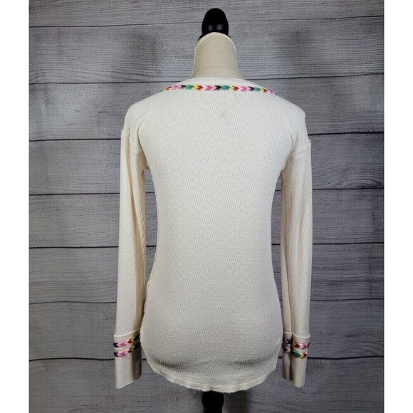 WE The Free Free People Rainbow Thermal Tee In Ivory Size X-Small - Picture 5 of 11